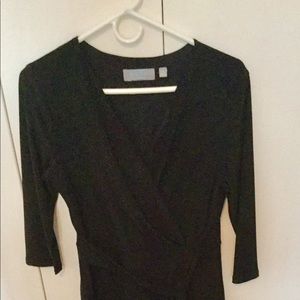 B-slim v-neck black dress with 3/4 sleeves